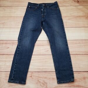Levis Premium 501 S Jeans Women 29x27 Skinny Dark Wash Big E Button Fly Denim